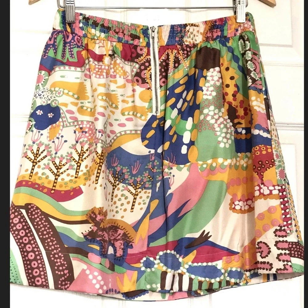 See By CHLOE Silk Skirt, Size42, 6US, Cats & Dogs Print